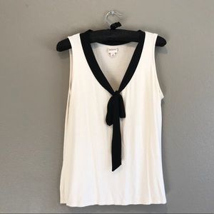 Black & Creamy White Neck Tie Dress Tank